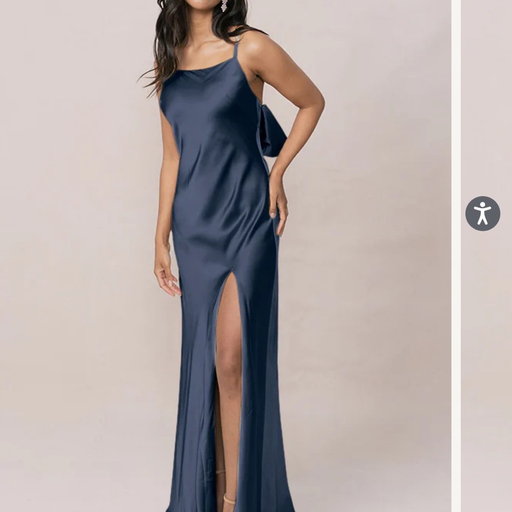 Revelry Romantic Blue Satin Bow Dress (Steph Satin Dress)